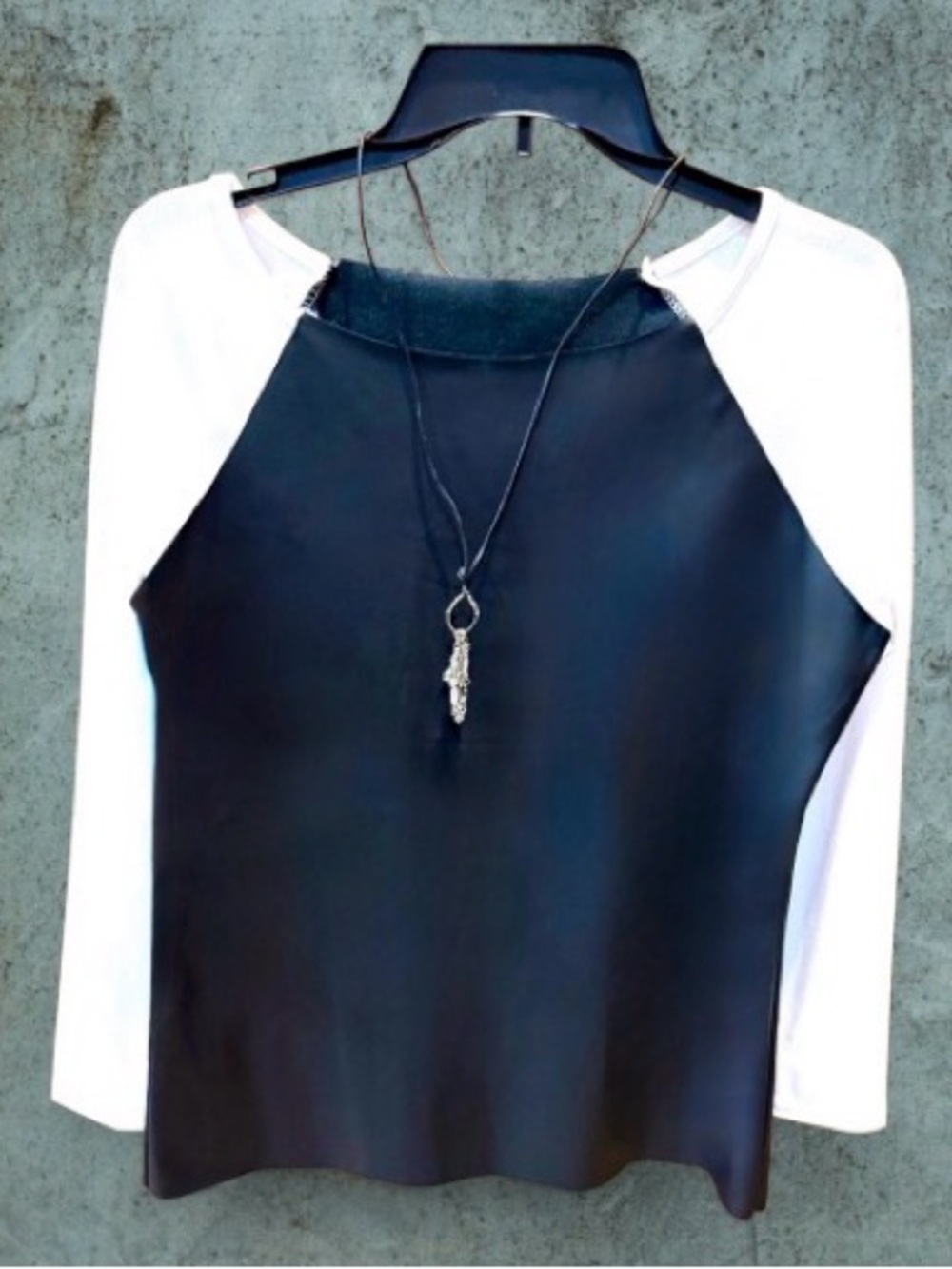 Black Leather like and White Long Sleeved check measurements. NWOT